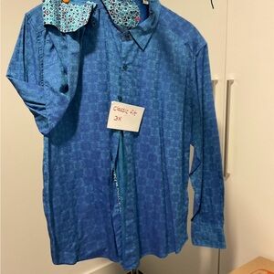 Robert Graham Vibrant Blue Men's Casual Button Down Shirt